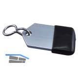 Hotelschl�sselanh�nger - flach, 50 mm, mit Gummi, Aluminium silber eloxiert