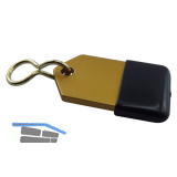 Hotelschl�sselanh�nger - flach, 50 mm, mit Gummi, Aluminium gold eloxiert