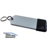Hotelschl�sselanh�nger - flach, 80 mm, mit Gummi, Aluminium silber eloxiert