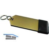 Hotelschl�sselanh�nger - flach, 80 mm, mit Gummi, Aluminium gold eloxiert