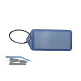 Schl�sselanh�nger - mit Papiereinlage, Kunststoff transparent blau