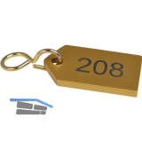 Hotelschl�sselanh�nger flach, mit Gravur 1-9999, Aluminium gold eloxiert