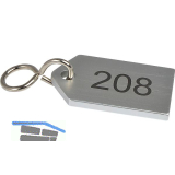 Hotelschl�sselanh�nger flach, mit Gravur 1-9999, Aluminium silber eloxiert