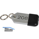 Hotelschl�sselanh�nger mit Gummi, H�he 50 mm, Gravur 1-9999, silber eloxiert
