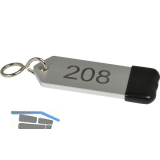 Hotelschl�sselanh�nger mit Gummi, H�he 80 mm, Gravur 1-9999, silber eloxiert