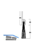 T�rdichtungsb�rste m. gerader Leiste, 2000 mm, Borsten 25 mm natur, Alu natur