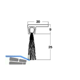 T�rdichtungsb�rste m. Winkelprofilleiste,2000mm,Borsten schwarz,schwarz eloxiert