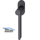 FSB Fenstergriff 34 1021 ovale Rosette, rechts, Aluminium schwarz matt