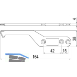 IMH-ABS Mitnehmerhaken SF, 164 x 38 x 4 mm, universal, DIN, schwarz verzinkt