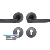 FSB Dr�ckergarnitur 12 1106 ASL auf Rosette PZ, Aluminium schwarz matt