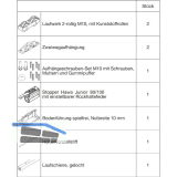HAWA Junior 100/Z Beschlagset Holz Laufschiene L=2500 mm 1 FS Standard silber