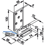 HAWA-Confort Bodenf�hrung 1-teilig Holz Nut 10 mm F�hrungswinkel lang schwarz
