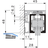 HAWA-Junior 100 Holz Winkelprofil Wandmontage auf Ma� T�rst�rke bis 42 mm silber