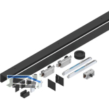 HELM GT-L 50 Beschlagset Glas 8-10 mm L=2000 mm Wand 50 kg Alu schwarz matt