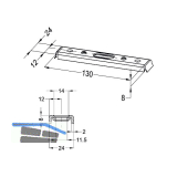 Schlie�blech f�r T�rkantriegel oben, 130 x 24 x 8 mm,Stahl verzinkt silberf�rbig