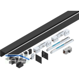 HELM GT-L 80 Beschlagset Glas 8-10,76 mm L=2500 mm Wandmontage schwarz matt