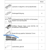 HAWA Junior 100/Z Beschlagset Holz Laufschiene L=2500 mm silber eloxiert