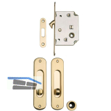 Schiebet�rschloss- u. Griffset, DM 50, Nu� 8 mm, Messing poliert