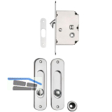 Schiebet�rschloss- u. Griffset, DM 50, Nu� 8 mm, Messing verchromt