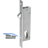 Schiebet�rschloss mit Bogenriegel,PZ,DM 20,Stulp 176x20x3 eckig,silber verzinkt