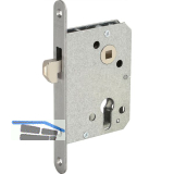 Schiebet�rschloss mit Hakenriegel, PZW, DM 55, VK 8 mm, rund, Edelstahl