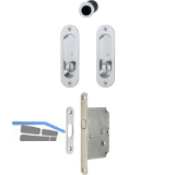 HOPPE Schiebet�rmuschel Set 4930 - WC mit Schloss, oval, verchromt satiniert