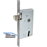 Schiebet�rschloss mit Hakenriegel, PZW, DM 65, VK 9 mm, eckig, Edelstahl