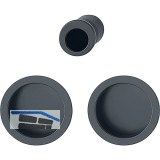 HOPPE Schiebet�rmuschel Set 4920 - BL, runde Rosette, Aluminium schwarz matt