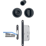 HOPPE Schiebet�rmuschel Set 4920 - WC mit Schloss, rund, schwarz matt
