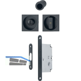 HOPPE Schiebet�rmuschel Set 4921 - WC mit Schloss, eckig, schwarz matt