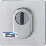 HOPPE Flachrosette eckig-PZ mit KZS, 65-75, Edelstahl