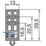 THYSSENKRUPP Syprotech Seitenabschlussdichtung 13/30, L=7000 mm, EPDM schwarz