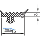 THYSSENKRUPP Syprotech Glasdichtung/Riegel 3 f�r Glas, L=60 m, EPDM schwarz