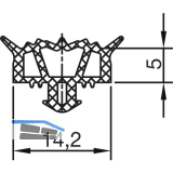 THYSSENKRUPP Syprotech Systemdichtung 5 f�r Glas, L=60 m, EPDM schwarz