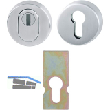 HOPPE Sicherheits-Zylinderrosettenpaar rund mit Kernziehschutz, Edelstahl matt