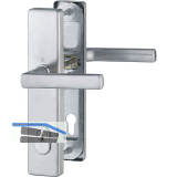 Sicherheits-Dr�ckergarnitur DALLAS auf Langschild PZ 92, VK 10 mm,Edelstahl matt