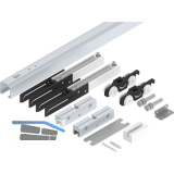 HELM 53 Beschlagset Wand Glas 50 kg Laufschiene L=1700 mm 2 D�mpfungen silber