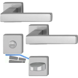 Dr�ckergarnitur AUSTIN - auf Rosette WC, Aluminium Edelstahl Effekt