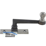 Fensterreiber m. Eisenknopf auf eckiger Platte, 22 mm, Messingguss schwarz