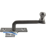 Fensterreiber m. Eisenknopf auf eckiger, austrag. Platte, 15 mm, Stahl blank