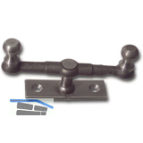 Doppelreiber mit Eisenknopf auf eckiger, gerader Platte, 25 mm, Stahl blank