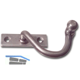 Kurbelreiber mit Eisenknopf auf eckiger, gerader Platte, Stahl blank, links, 15