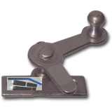 Zungenreiber mit Eisenknopf auf eckiger, austr. Platte, Stahl blank,20 mm links