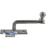 Fensterreiber m. Eisenknopf auf eckiger Platte, 30 mm, Stahl blank