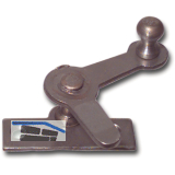 Zungenreiber mit Eisenknopf auf eckiger, austr. Platte, Stahl blank 20 mm rechts