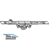 ROTO NT/NX Kantengetriebe mittig/variabel DM 15 mm L= 180 mm 1P Zapfen silber