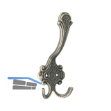Huthaken Kufstein Breite 58 mm, H�he 148 mm, Zinkdruckguss altmessing br�niert