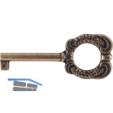 M�belschl�ssel Faial L�nge 83 mm, ZN altmessing br�niert
