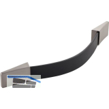 Griff Safari LA 160/192, Breite 224 mm, Leder schwarz/Sockel ZN Edelstahl Effekt