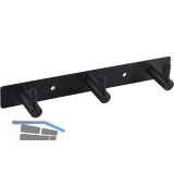 Garderobenleiste Linosa mit 3 Haken, Breite 195 mm, Stahl schwarz matt
